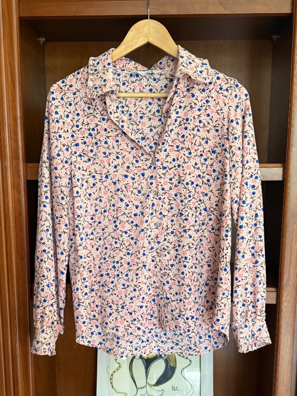 Zara Button Down Floral Blouse